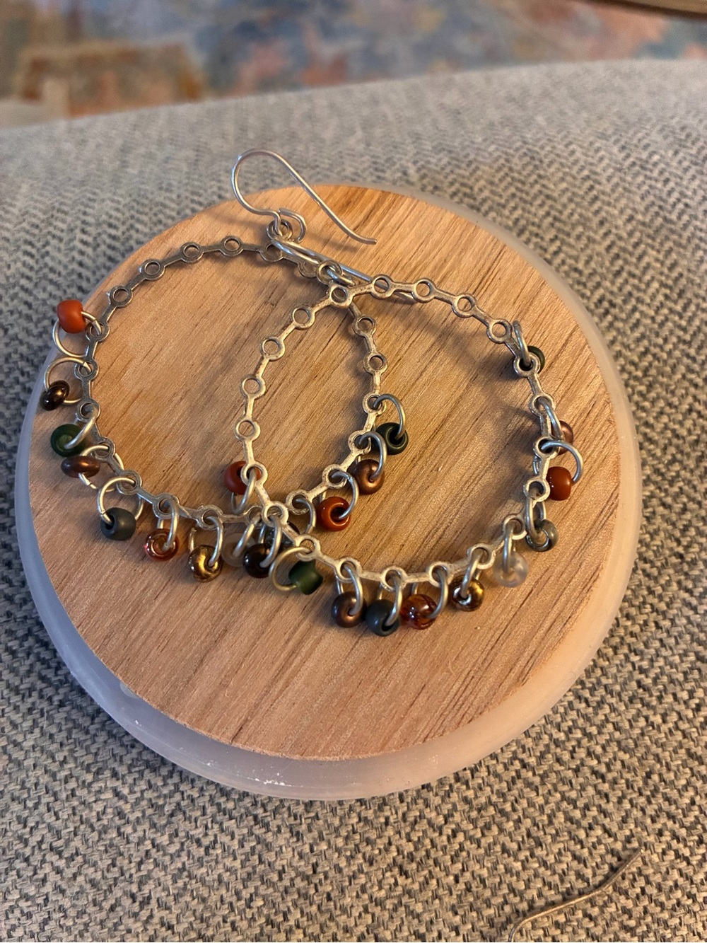 Multicolor Glass Bead Hoop Earrings - Women Jewelry
